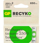 Piles rechargeables gp battery recyko 1, 5 v, mini stylet aaa 650 mah (lot de 2)