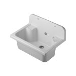 Lavabo mural maxi 55x37 ? polypropyl�ne brillant r�sistant aux acides ? bride murale et grille incluses ...