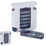 Pilulier 7 jours, lot de 2, 4 compartiments, inscription anglais, semainier comprim�s, matin midi soir ...