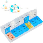 Relaxdays - pilulier 7 jours 2 compartiments bo�te m�dicaments semainier matin soir comprim�s, blanc ...