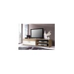 Les tendances ? meuble tv ch�ne sonoma blanc 120 cm ? 1 abattant et 2 niches pour rangement ? bois agglom�r� ...