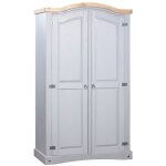 Pin de garde - robe en bois de pin mexicain avec 2 portes de différentes couleurs couleur : gris Pin de garde - robe en bois de pin mexicain avec 2 portes de différentes couleurs couleur : gris