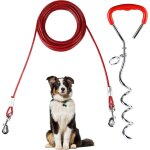 Piquet ancrage spirale attache longe chien en acier inoxydable, c�ble d'attache pour chien 9m, piquet ...
