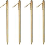Piquet de fixation lot de 4, sardine pour sols durs, 50 cm, camping, � enfoncer, acier galvanis�, or ...