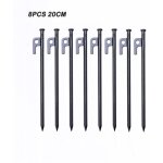 Piquets de tente robustes, piquets de tente en acier forg�, 20cm sardines camping avec crochet clous ...