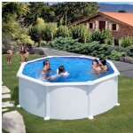 Piscine acier gr� ronde atlantis � 370 x 132 cm - filtre � sable