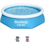 Bestway - piscine gonflable pour enfants fast set 244x61 cm purateur  cartouche 1. 249 l / h bleu