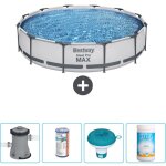 Piscine bestway ronde steel pro max - 366 x 76 cm - grise - comprend des accessoires cb53 - grey