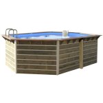Piscine bois hexagonale 510x320x129 cm sabtang ? montage rapide, filtration incluse, chelle inox / bois ...
