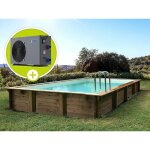 Habitat et jardin ? piscine bois hors sol rectangle tampa 145 ? 7. 20 x 4. 20 x 1. 44 m ? pompe � chaleur ...