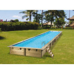 Ubbink - piscine bois lina 15, 50 x 3, 50 x 1, 55 m - liner bleu