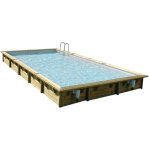Ubbink - piscine bois linea rectangulaire 500x800x140cm liner gris