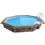 Piscine bois octogonale cleofas �460x129 cm ? avec filtration, liner 70 / 100, �chelle inox / bois ? ...