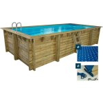 Piscine bois rectangle   tobago   - 6. 20 x 3. 00 x 1. 31 m + bche  bulles 180  - bche hiver 280 ...