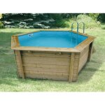 Ubbink - piscine bois azura hexagonale 410x120cm + bche
