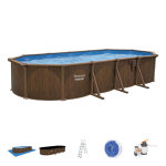 Piscine d�montable ovale en acier bestway hydrium 730x360x130 cm filtre � sable avec couverture, �chelle ...