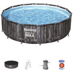 Piscine d�montable tubulaire bestway steel pro max imitation bois 427 x 107 cm �purateur � cartouche ...