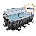 Errebi group - piscine exit black leather 400x200x122cm avec pompe filtrante  sable et dme et kit d'accessoi ...