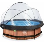 Piscine exit wood ø300x76cm avec pompe filtrante et dôme - marron Piscine exit wood ø300x76cm avec pompe filtrante et dôme - marron