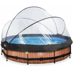 Piscine exit wood ø360x76cm avec pompe filtrante et dôme - marron Piscine exit wood ø360x76cm avec pompe filtrante et dôme - marron