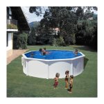 Gre ? piscine hors sol ronde en acier galvanis� 3, 70 m x 1, 22 m ? liner pvc trait� anti - uv ? volume ...