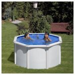 Gre - piscine ronde en acier fidji 240x120 cm �chelle avec plateforme et purificateur de sable 4 000 ...
