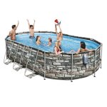 Piscine hors sol ovale power steel comfort jet 610 x 366 x 122 cm - bestway