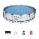 Bestway ? piscine tubulaire ronde 457�107 cm ? capacit� 14. 970 l ? liner duraplus 3 couches ? acier ...