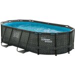 Summer waves - piscine tubulaire active frame pool effet chevron ovale 4, 24 x 2, 50 x 1, 00 m