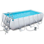 Piscine tubulaire rectangulaire 404 x 201 x 100 cm bestway powersteel 6 478 litres + pompe, filtre et ...