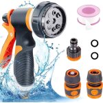 Pistolet d'arrosage, 8 modes d'arrosage pistolet arrosoir r�glable pistolet arrosage de pulv�risateur ...