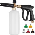 Pistolet court pour nettoyeur haute pression, canon � mousse avec raccord rapide 1 / 4 po, nettoyeur ...