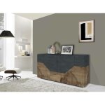 Placard dasllan, buffet de cuisine avec 4 portes gomtriques, buffet de salon, buffet de cuisine, 100% ...