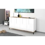 Placard dgarzo, buffet de cuisine  4 portes, buffet de salon, 100% made in italy, cm 160x40h82, blanc ...