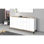 Dmora - placard dlong, buffet de cuisine avec 3 portes et 3 tiroirs, buffet de salon, 100% made in italy, ...