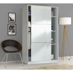 Mobimarket - armoire avec deux portes coulissantes et trois étagères, couleur blanc brillant, dimensions ... Mobimarket - armoire avec deux portes coulissantes et trois étagères, couleur blanc brillant, dimensions ...