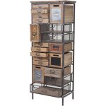 Jamais utilis] placard de pharmacien hhg 067, commode, bois massif de sapin, vintage, style shabby 143x56x33c ...