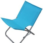 Transat de plage pliant bleu en acier � 19 mm