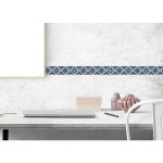 Plage - frise adhsive dcorative 5 cm x 300 cm, losanges multicolores, trait graphique violet, gris