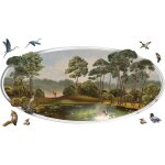 Plage - grand dcor panoramique dcoup, regard sur le lac avec moulures magnifiques