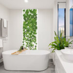 Plage - papier peint intiss� panoramique 250 cm x 75 cm, illustration de feuilles de vignes en cascade, ...