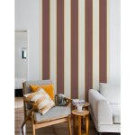 Plage - papier peint panoramique, rayure chocolat vintage soulign� ocre, tendance rayure, 250 cm x 150 ...