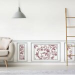 Plage - papier peint trompe l'oeil boiserie, fleurs et oiseaux, 75x200cm. d�coration murale int�rieure ...