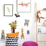 Sticker autocollant dcoratif roi lion et animaux de la savane, 68x48cm, pour dco chambre bb / enfant, ...