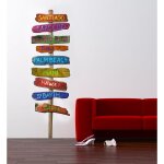 Plage - sticker mural voyage 3xl, autocollant adhsif 170 cm x 60 cm pour dcoration murale intrieure ...