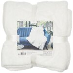 Plaid 120x150 cm en tissu imitation fourrure blanc