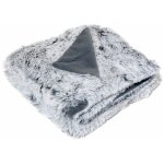 Plaid 130 x 150 cm - fausse fourrure loup de sib�rie - gris