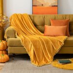 Plaid couverture polaire en flanelle velours, 1 pice moelleux douce chaude fourrure, 150x200cm jaune ...