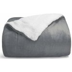 Memkey - plaid couverture polaire en sherpa, 130x160 couverture lit 1 personne gris anthracite, plaid ...