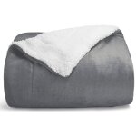 Plaid couverture polaire en sherpa, 130x160 couverture lit 1 personne gris anthracite, plaid canape fourrure ...